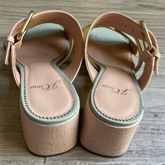J. Crew Penny Slide Sandal Mule Open Toe Croc Embossed Leather Colorblock SZ 6 - Picture 8 of 11